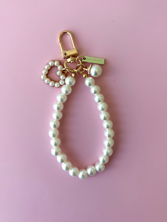 Pearl Heart Phone Key Chain